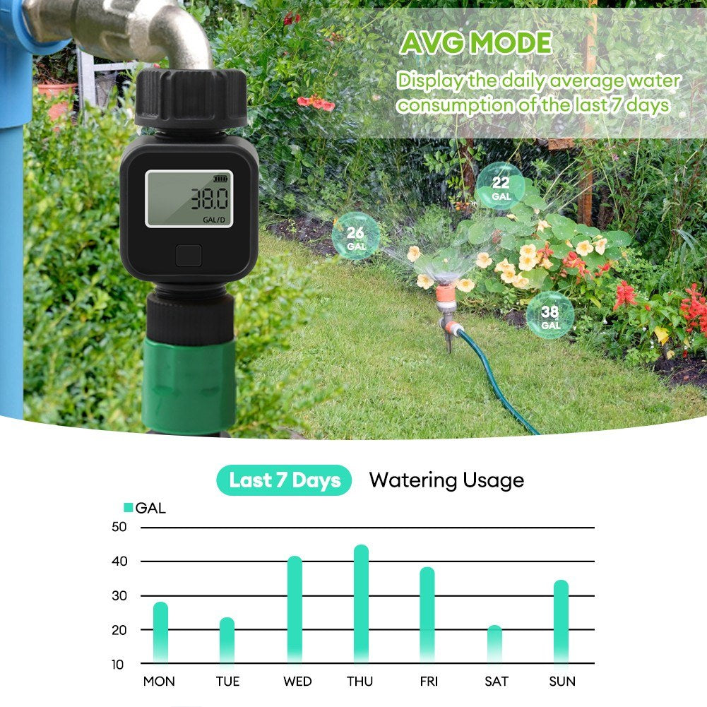 Digital Garden Water Flow Meter Display - Water Consumption Tester & Flow Velocity Detector for Plant Watering