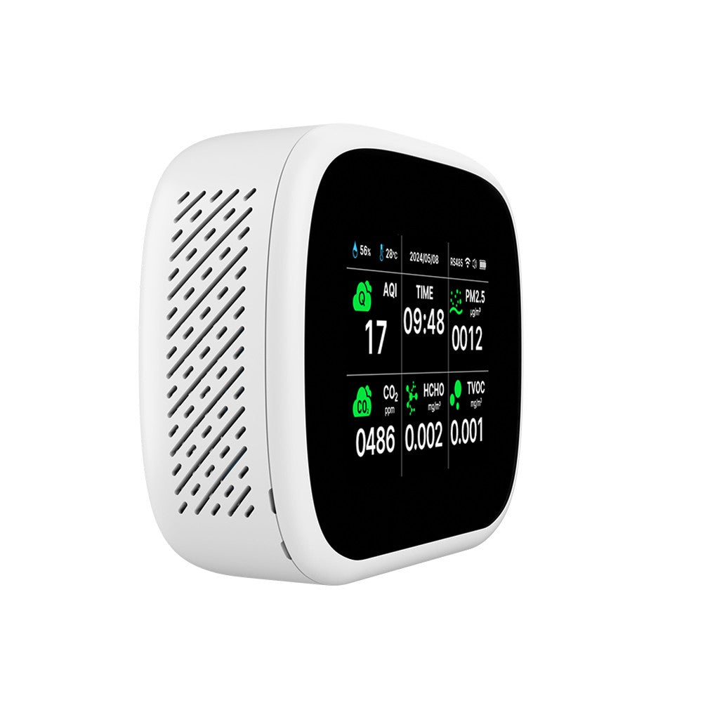 Tuya WiFi 10-in-1 Portable Air Quality Detector, AQI Monitor for PM2.5/PM1.0/PM10/CO2/TVOC/HCHO, TFT Display, Multifunctional Time, Temperature & Humidity Tester