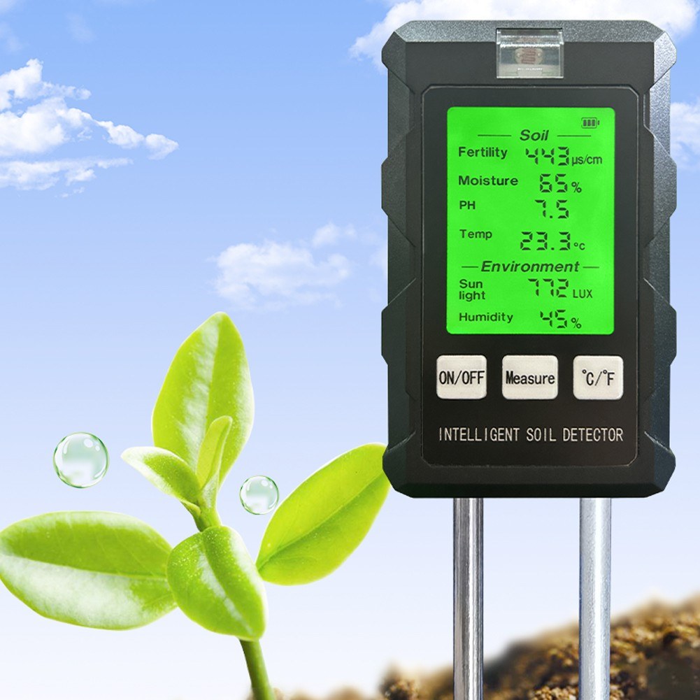 6-in-1 Multifunctional Soil Tester for pH, Temperature, Humidity, Sunlight, Air Moisture - Versatile Gardening Tool for Potted Plants & Flowers