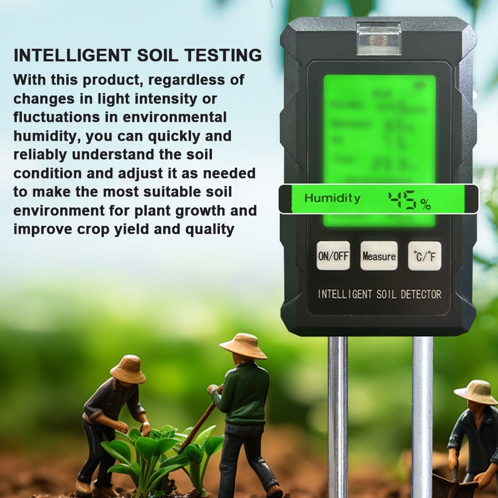 6-in-1 Multifunctional Soil Tester for pH, Temperature, Humidity, Sunlight, Air Moisture - Versatile Gardening Tool for Potted Plants & Flowers