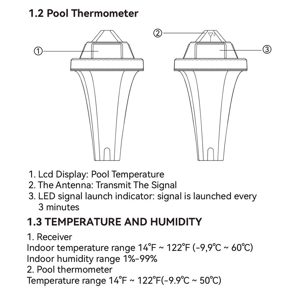 Digital Floating Pool Thermometer: Wireless Water Temperature Gauge for Pool, Hot Tub, Fish Tank