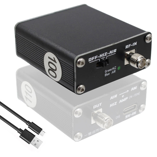 Portable 2-in-1 Aviation to Shortwave Converter & High-Impedance Amplifier, 118-138MHz | USB-C Charging for Travel Radio Listening