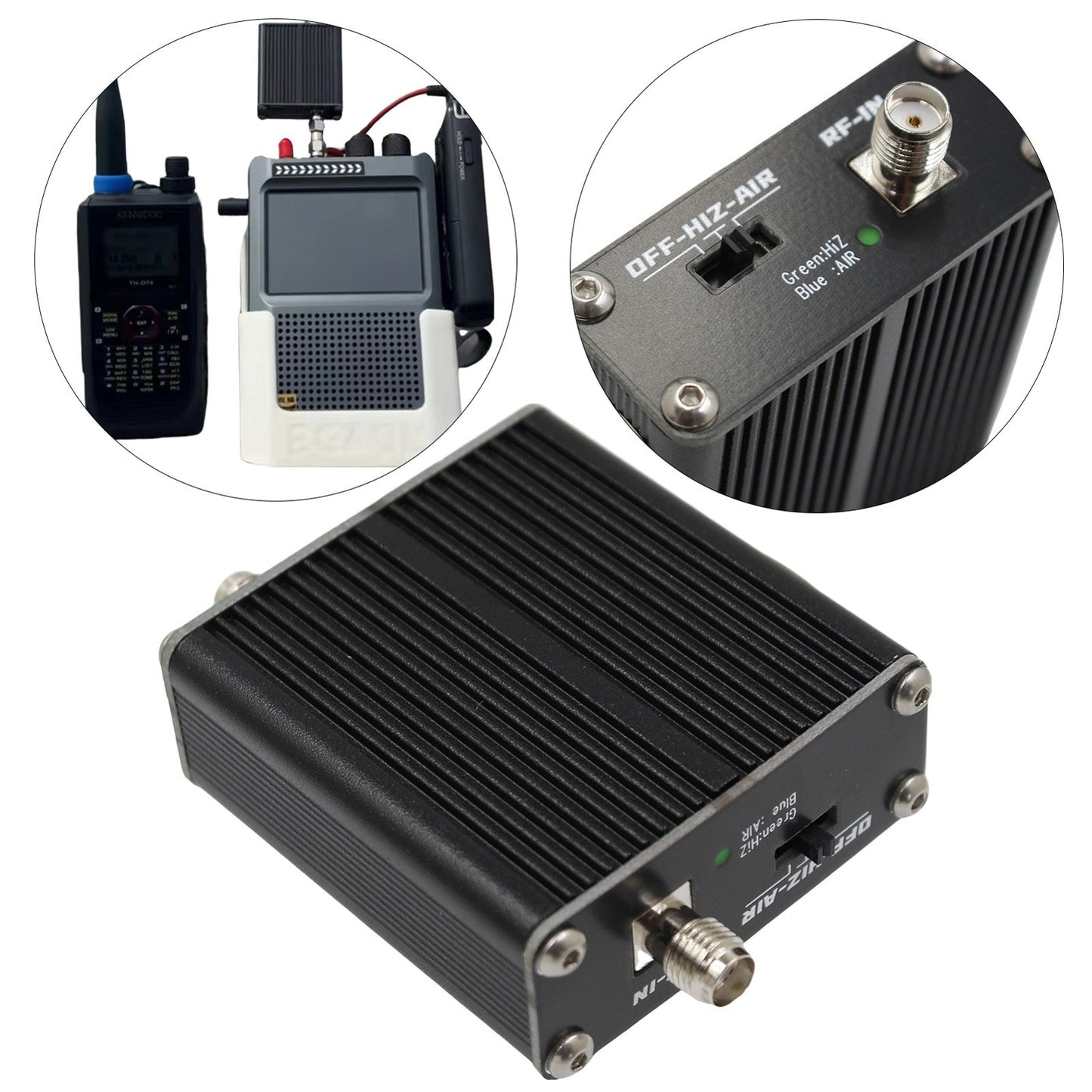 Portable 2-in-1 Aviation to Shortwave Converter & High-Impedance Amplifier, 118-138MHz | USB-C Charging for Travel Radio Listening