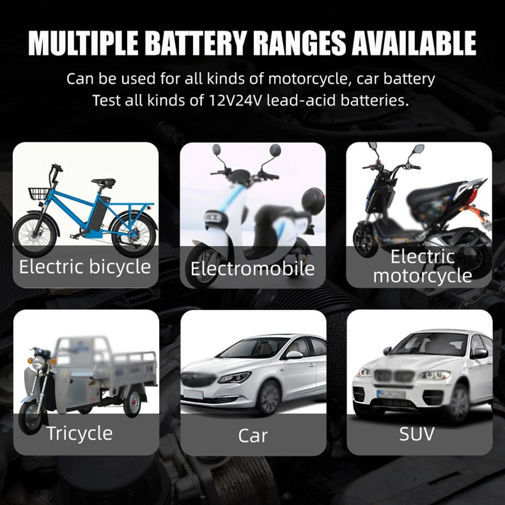 Portable Digital Battery Tester for 12V/24V Car & Motorcycle - Intelligent Display & Internal Resistance Test