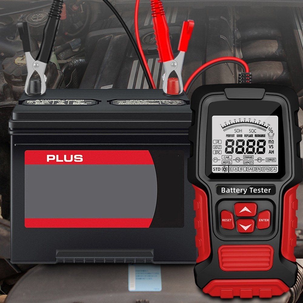 Portable Digital Battery Tester for 12V/24V Car & Motorcycle - Intelligent Display & Internal Resistance Test