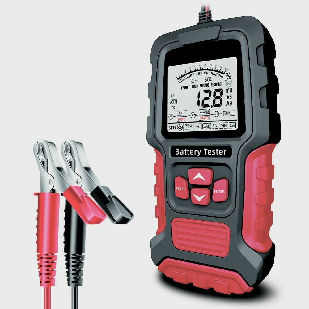Portable Digital Battery Tester for 12V/24V Car & Motorcycle - Intelligent Display & Internal Resistance Test