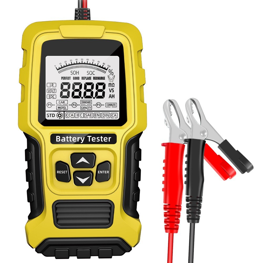 Portable Digital Battery Tester for 12V/24V Car & Motorcycle - Intelligent Display & Internal Resistance Test