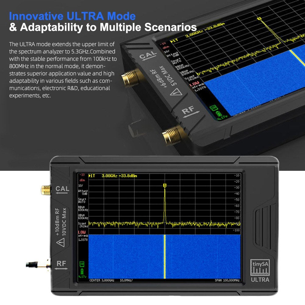 Handheld tinySA Spectrum Analyzer 100k-5.3GHz, High Frequency Signal Generator with Built-in LNA & TFT Touchscreen, PC Connection Support