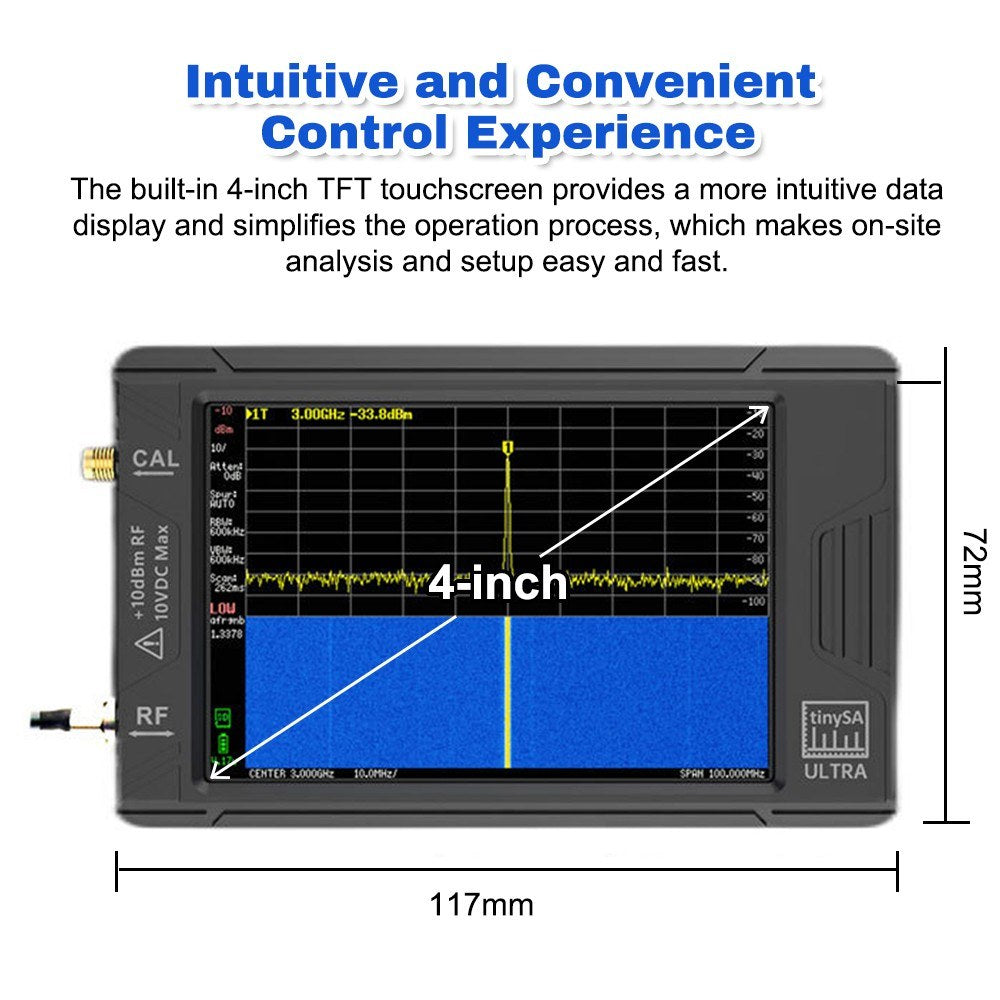 Handheld tinySA Spectrum Analyzer 100k-5.3GHz, High Frequency Signal Generator with Built-in LNA & TFT Touchscreen, PC Connection Support