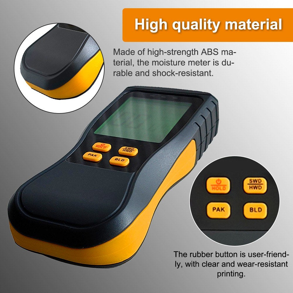 Digital LCD Wood Moisture Meter with LED Backlight, 4 Modes for Wood & Building Materials