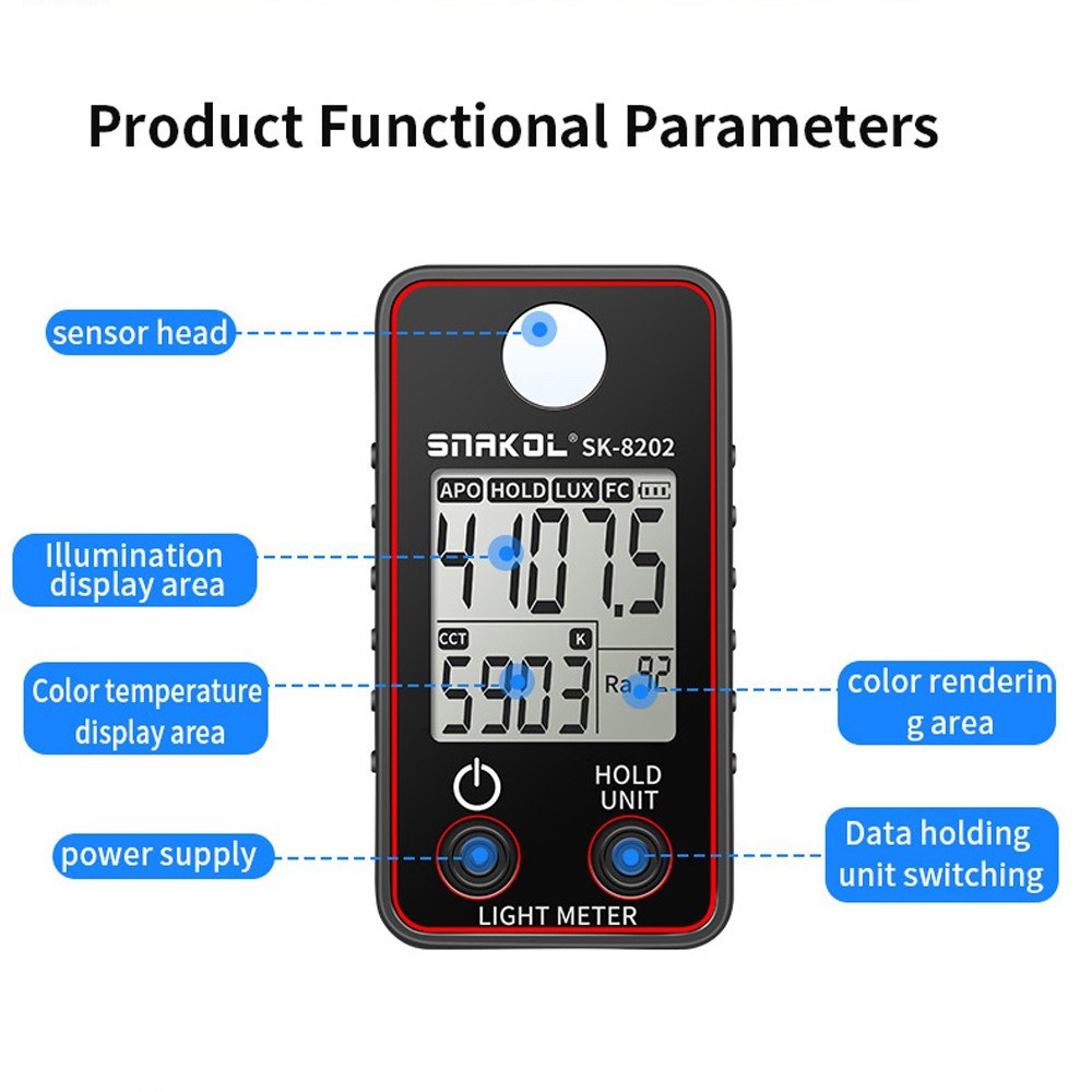 High Precision LED Illuminance Meter - 0.5-300000 LUX Photographic Light Tester