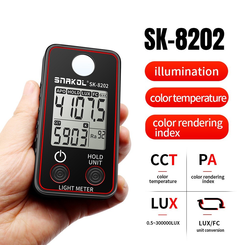 High Precision LED Illuminance Meter - 0.5-300000 LUX Photographic Light Tester