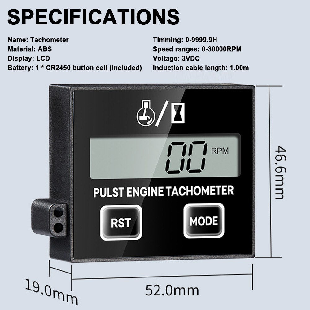 Digital LCD Inductive Tachometer for Chainsaw & Lawn Mower Engine Maintenance