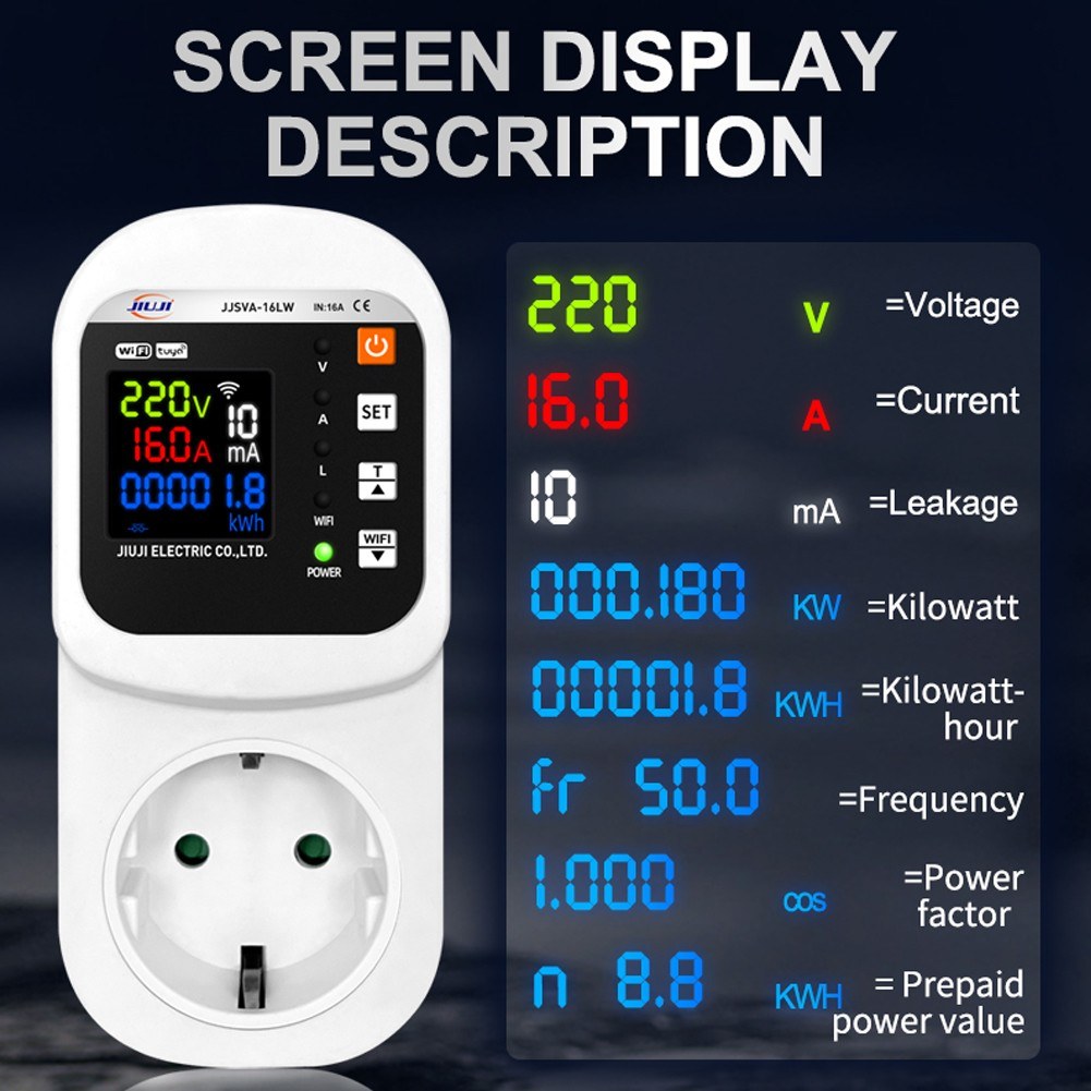 Tuya WiFi Smart Voltage Protector Socket with Digital Display, Voice Control, and Auto Reset for Alexa/Google Home