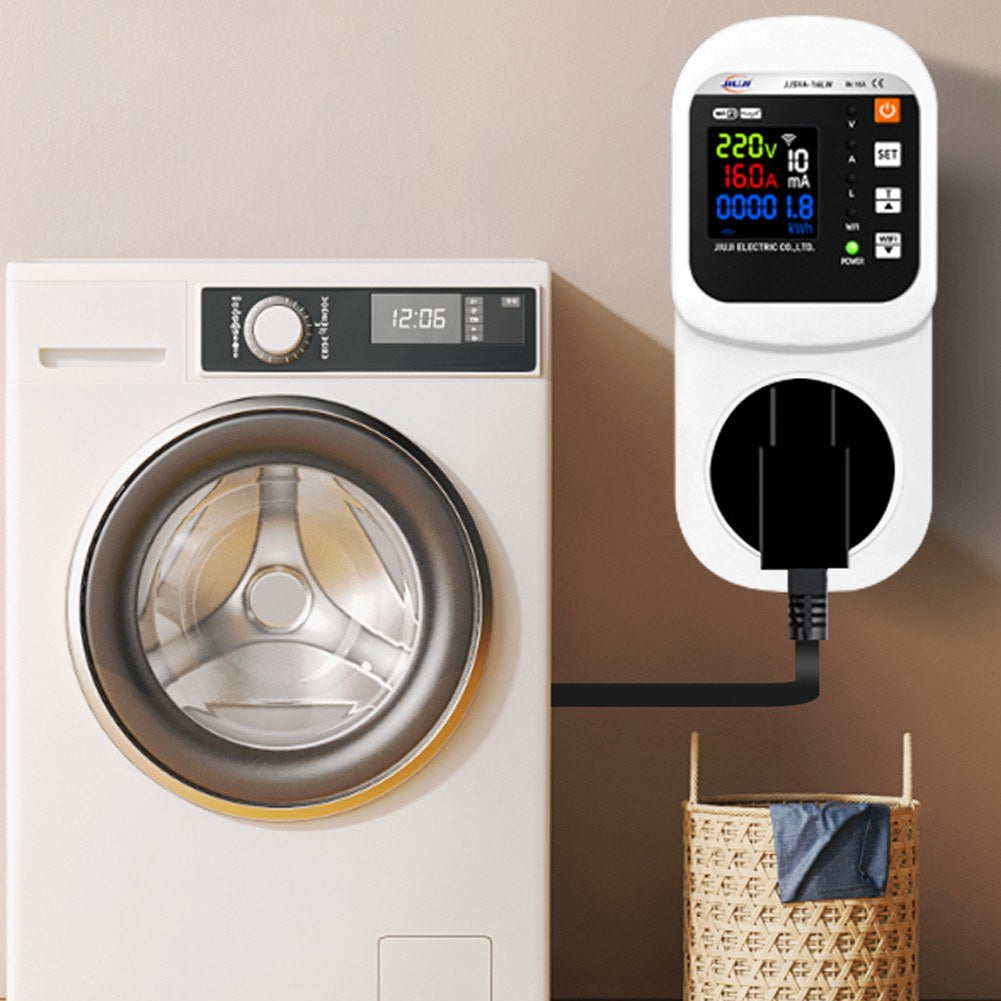 Tuya WiFi Smart Voltage Protector Socket with Digital Display, Voice Control, and Auto Reset for Alexa/Google Home