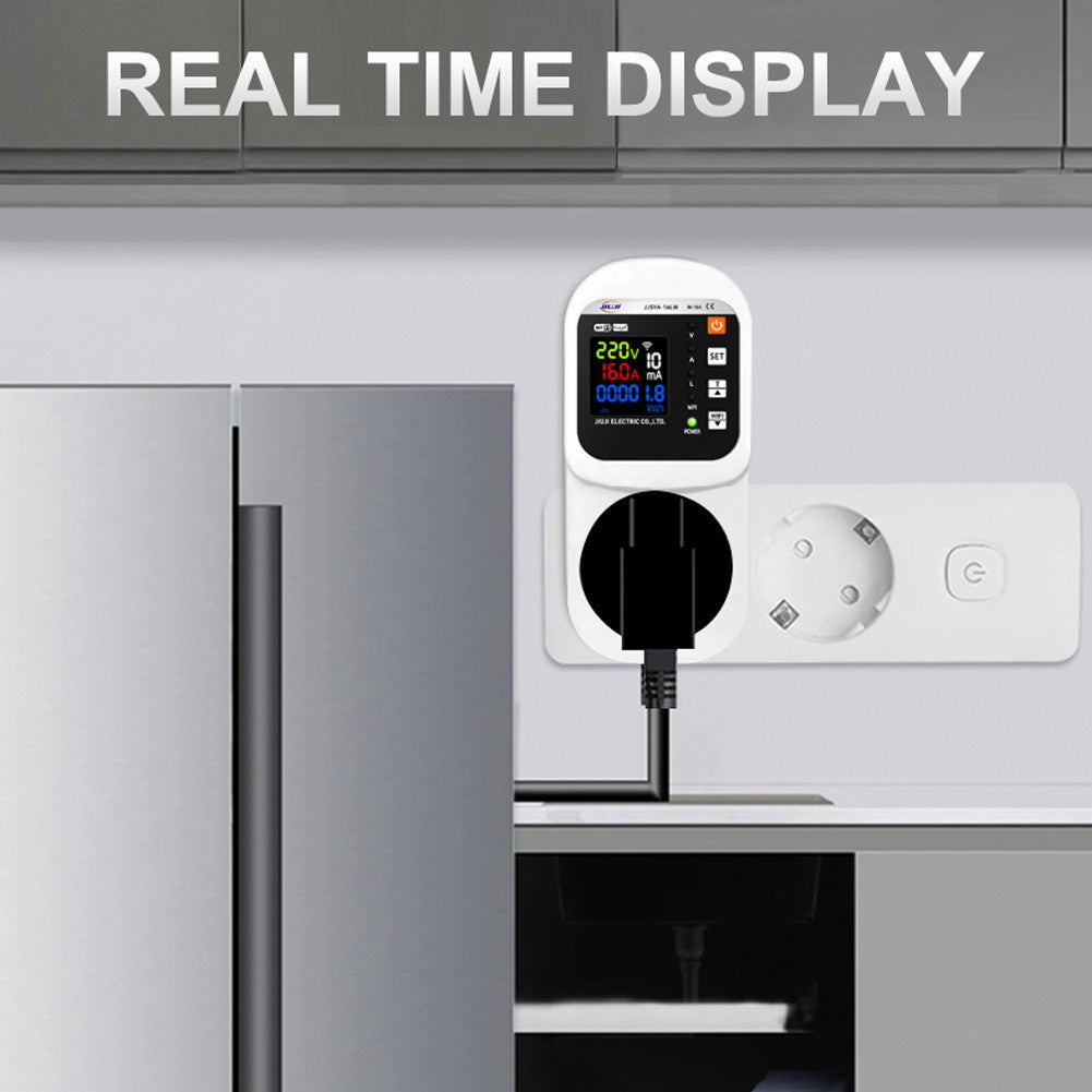 Tuya WiFi Smart Voltage Protector Socket with Digital Display, Voice Control, and Auto Reset for Alexa/Google Home