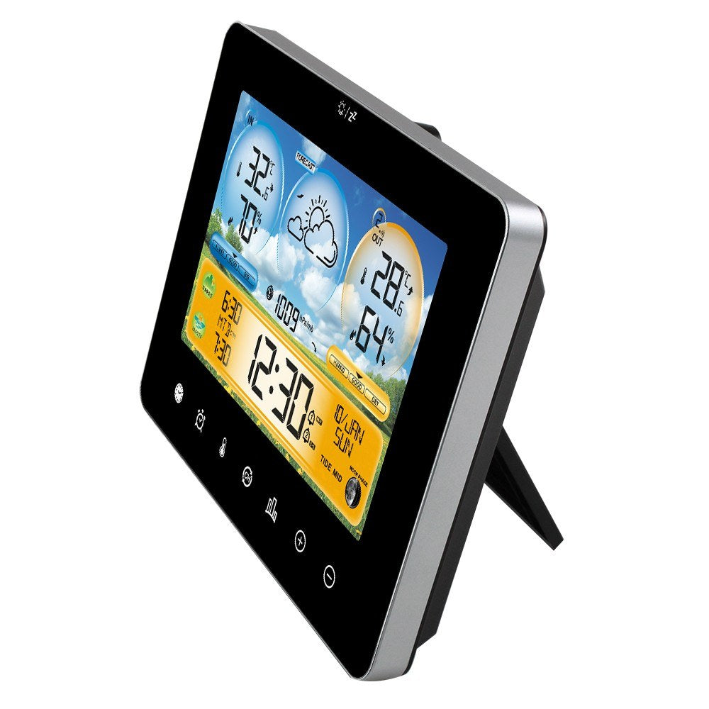 Wireless Weather Station: Indoor Outdoor Thermometer with Remote Sensors, Touchscreen Display, Forecast, Sunrise/Sunset Times, and Tide Levels