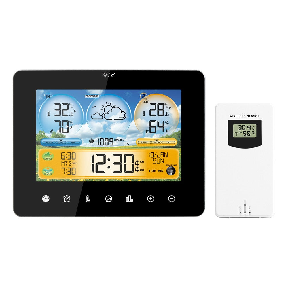 Wireless Weather Station: Indoor Outdoor Thermometer with Remote Sensors, Touchscreen Display, Forecast, Sunrise/Sunset Times, and Tide Levels