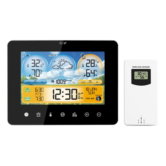Wireless Weather Station: Indoor Outdoor Thermometer with Remote Sensors, Touchscreen Display, Forecast, Sunrise/Sunset Times, and Tide Levels
