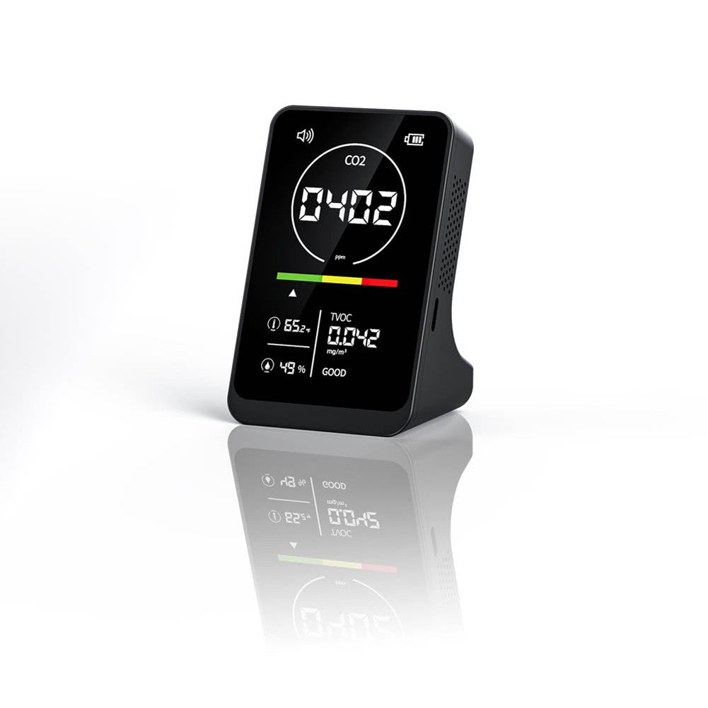 4-in-1 Portable Air Quality Monitor: CO2, TVOC, Temperature & Humidity with NDIR Sensor & Alarm