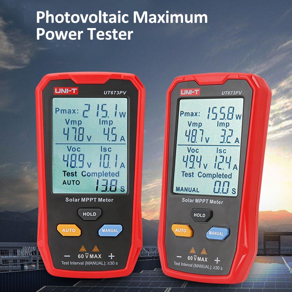 UNI-T UT673PV Solar MPPT Meter Photovoltaic Power Tester with Peak Voltage, Current, and Pmax Measurements