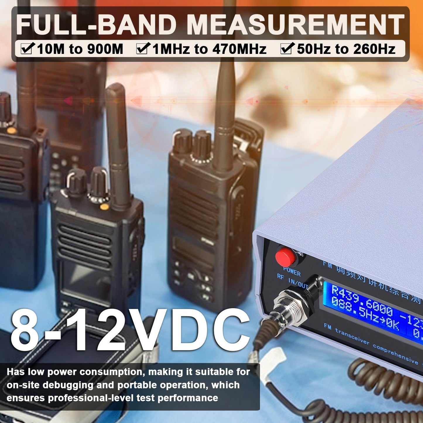 Multi-Functional VHF UHF Test Meter: Signal Generator, Frequency Modulation, and Transceiver Tester for Handheld Radio
