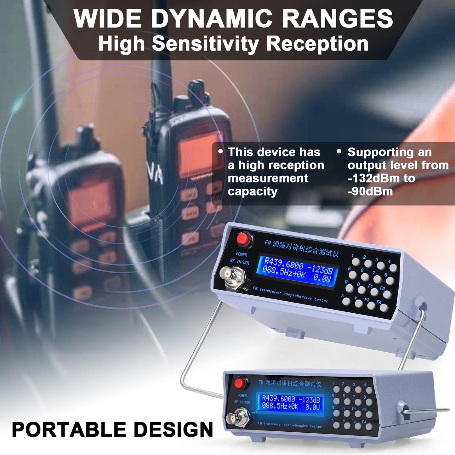Multi-Functional VHF UHF Test Meter: Signal Generator, Frequency Modulation, and Transceiver Tester for Handheld Radio