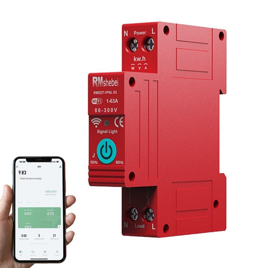 Smart WiFi Circuit Breaker 1P Single Phase with Digital Metering & Voice Control Compatible with Alexa & Google Assistant