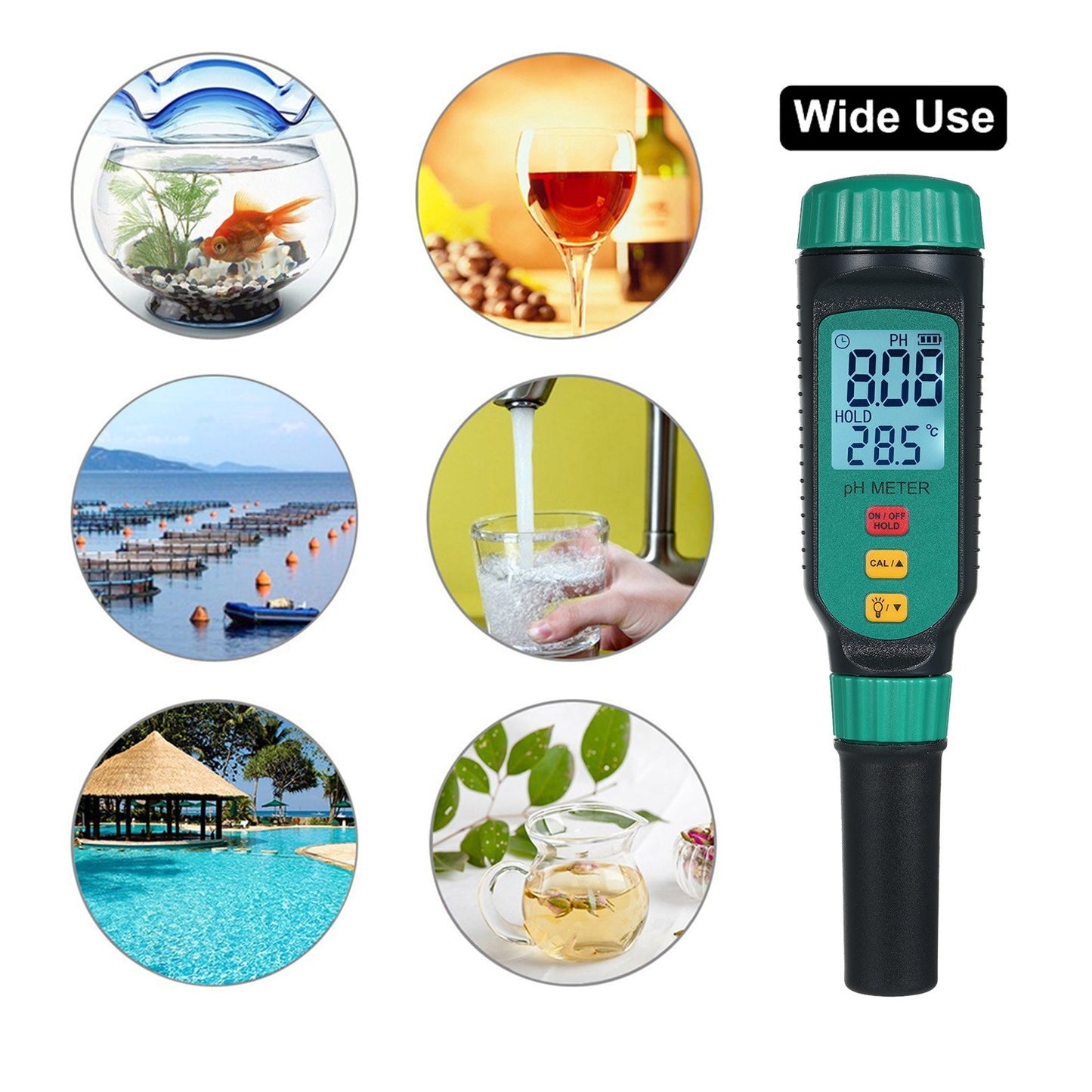 SMART SENSOR PH818F Portable Pen pH Meter - Accurate Water Quality Tester for Hydroponics, Swimming Pools, Hot Tubs, Aquariums, and Home Wine Brewing