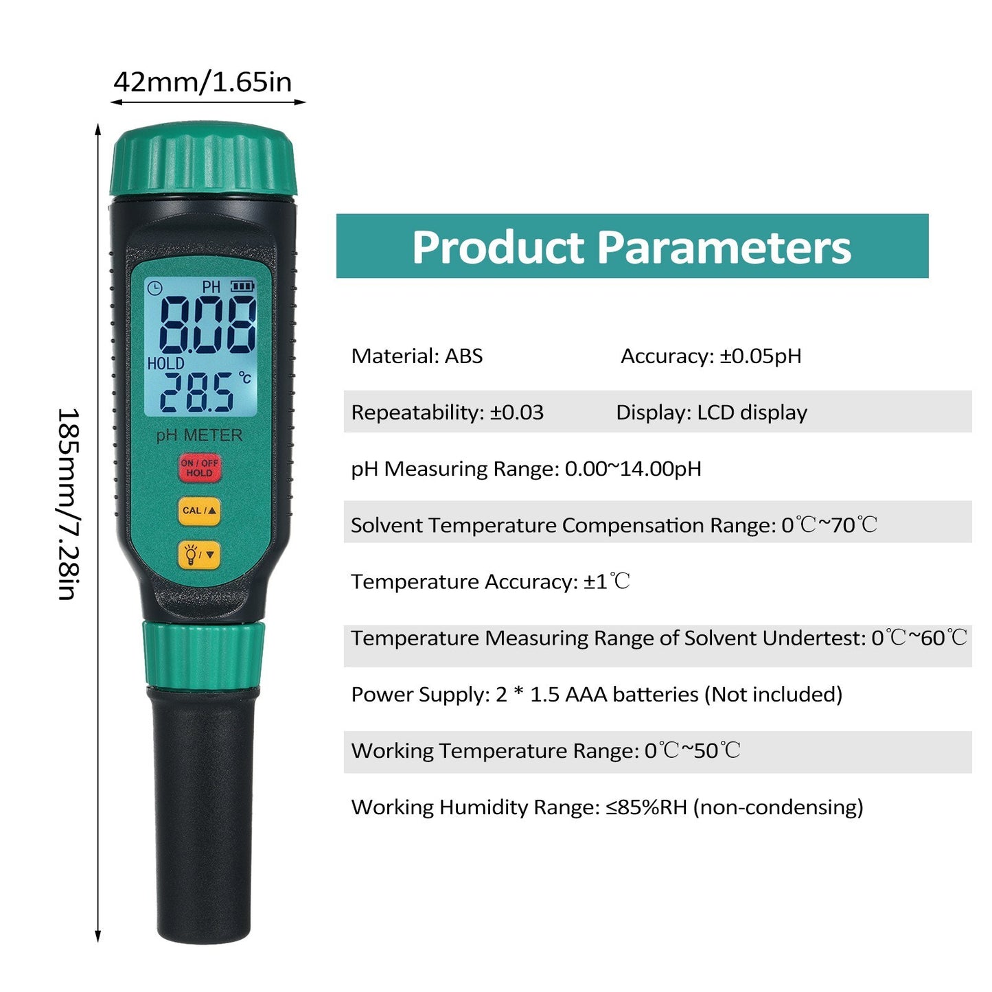 SMART SENSOR PH818F Portable Pen pH Meter - Accurate Water Quality Tester for Hydroponics, Swimming Pools, Hot Tubs, Aquariums, and Home Wine Brewing