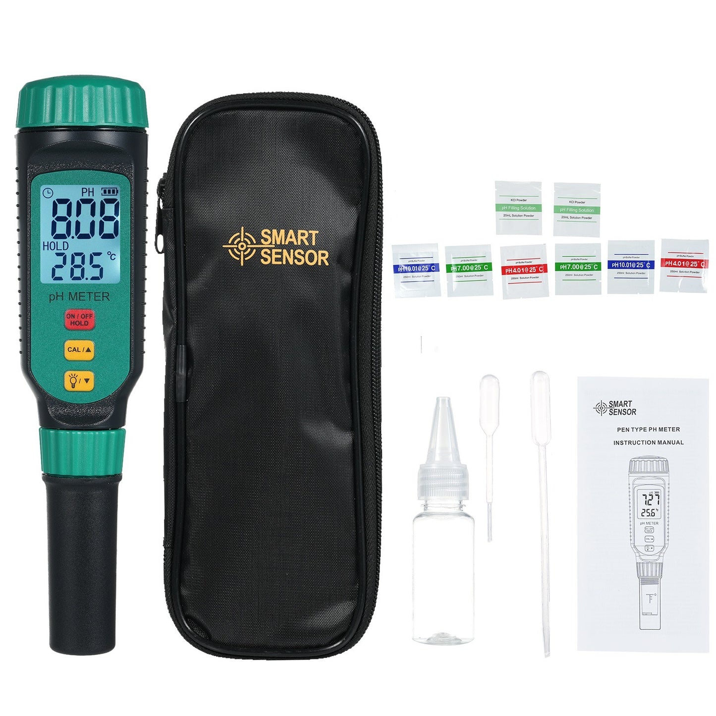 SMART SENSOR PH818F Portable Pen pH Meter - Accurate Water Quality Tester for Hydroponics, Swimming Pools, Hot Tubs, Aquariums, and Home Wine Brewing