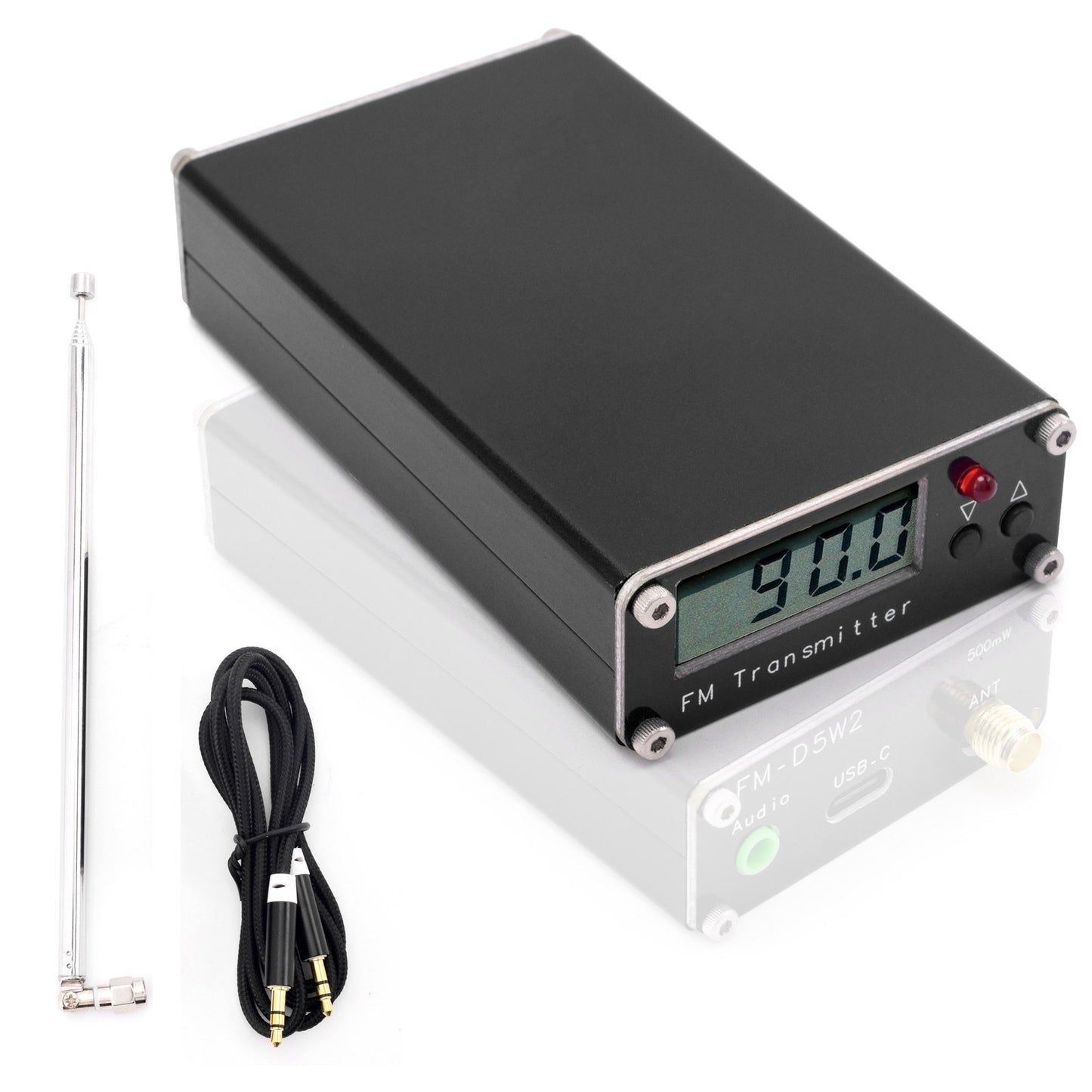 500mW FM Transmitter 76-108MHz Stereo with Digital Display & Type-C Interface - 2000M Range for Churches, Car Radio, Campus Broadcast