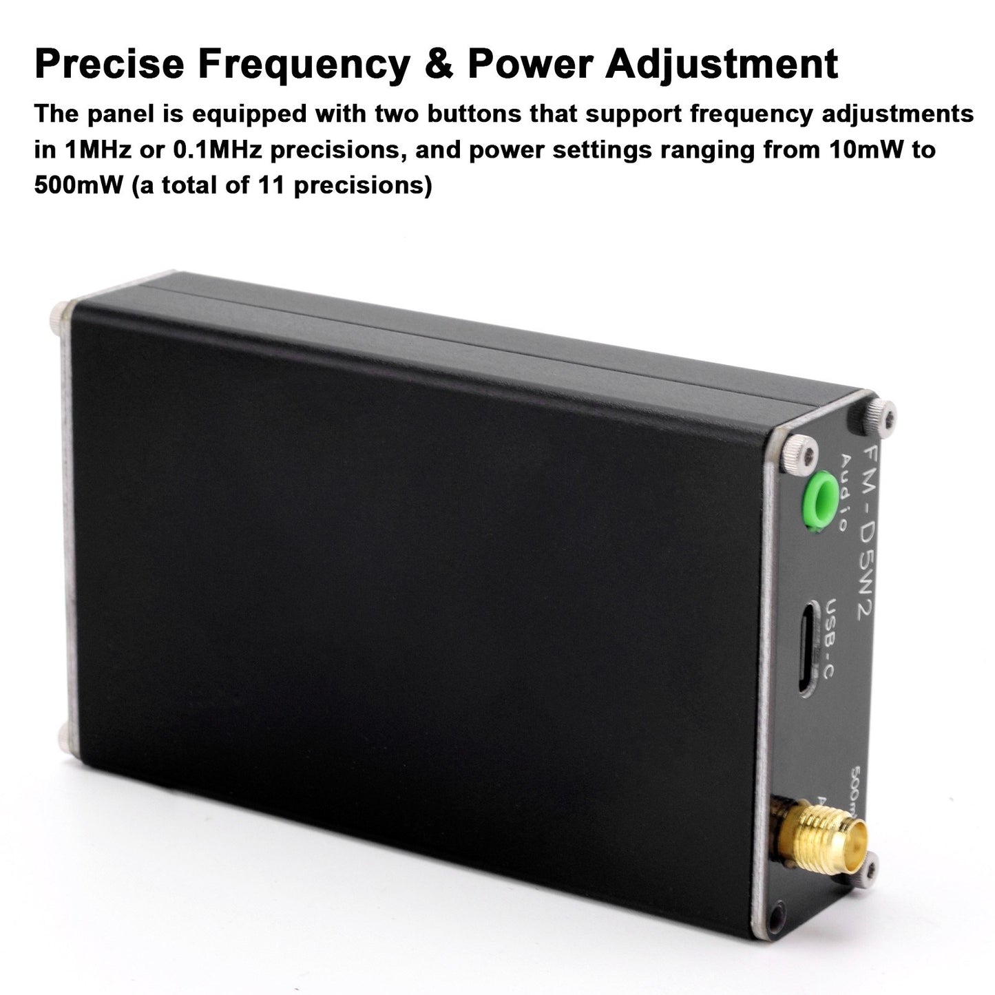 500mW FM Transmitter 76-108MHz Stereo with Digital Display & Type-C Interface - 2000M Range for Churches, Car Radio, Campus Broadcast