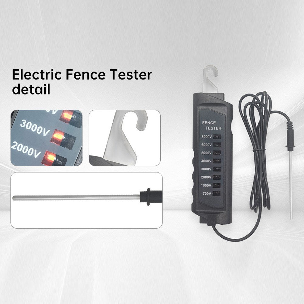Electric Fence Tester FT-891: 700-8000V Pulse Voltage Detector for Horse, Dairy, Wildlife, and Livestock Fencing