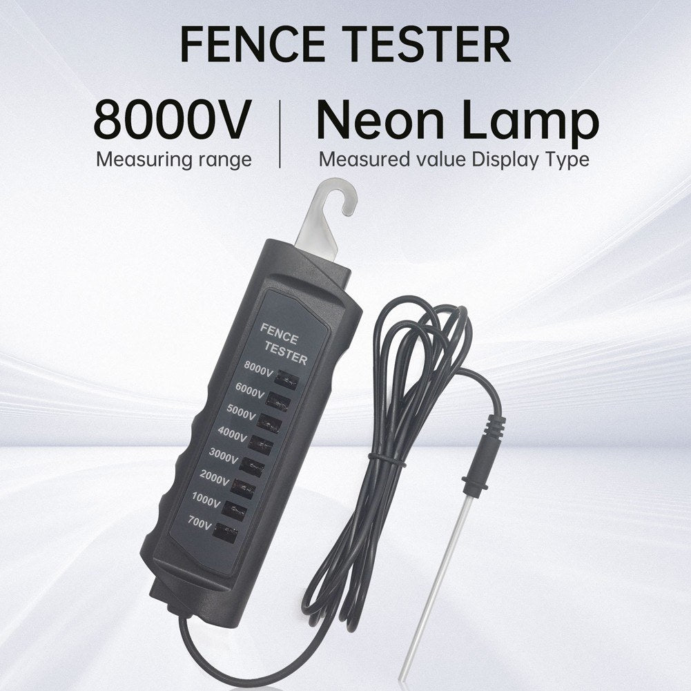 Electric Fence Tester FT-891: 700-8000V Pulse Voltage Detector for Horse, Dairy, Wildlife, and Livestock Fencing