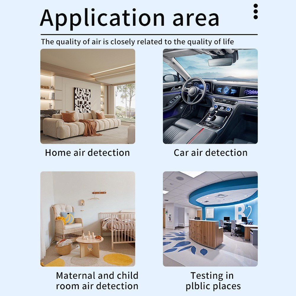Tuya WiFi Smart Air Quality Meter – Portable HCHO TVOC CO2 PM2.5 CO PM10 Tester with Temperature, Humidity Detection & 2.8-inch TFT Display Alarm