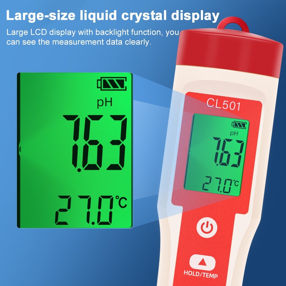 5-in-1 Water Quality Tester: Chlorine, pH, ORP, H2 & Temperature Meter for Drinking Water, Aquariums, Aquaculture & Pools
