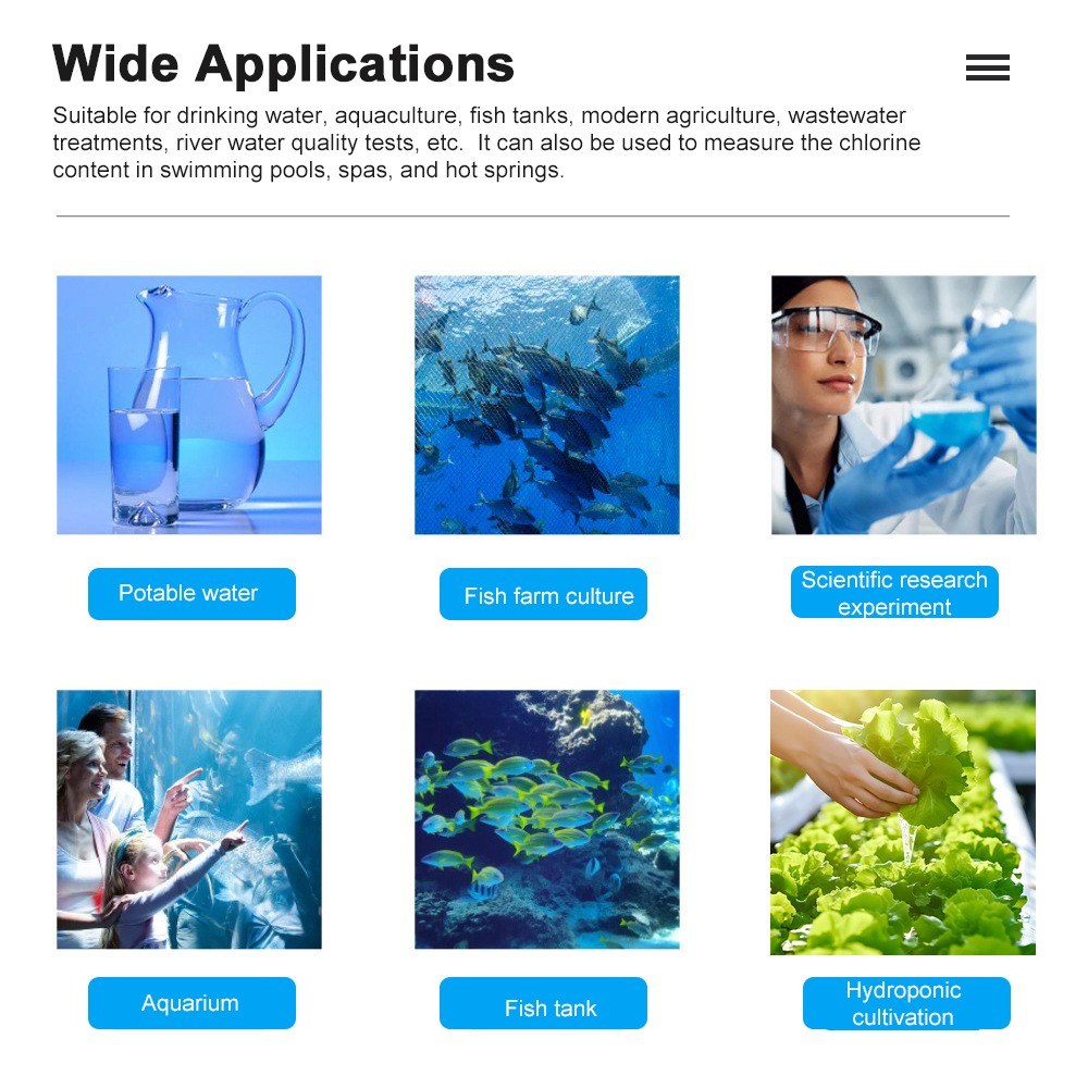 5-in-1 Water Quality Tester: Chlorine, pH, ORP, H2 & Temperature Meter for Drinking Water, Aquariums, Aquaculture & Pools