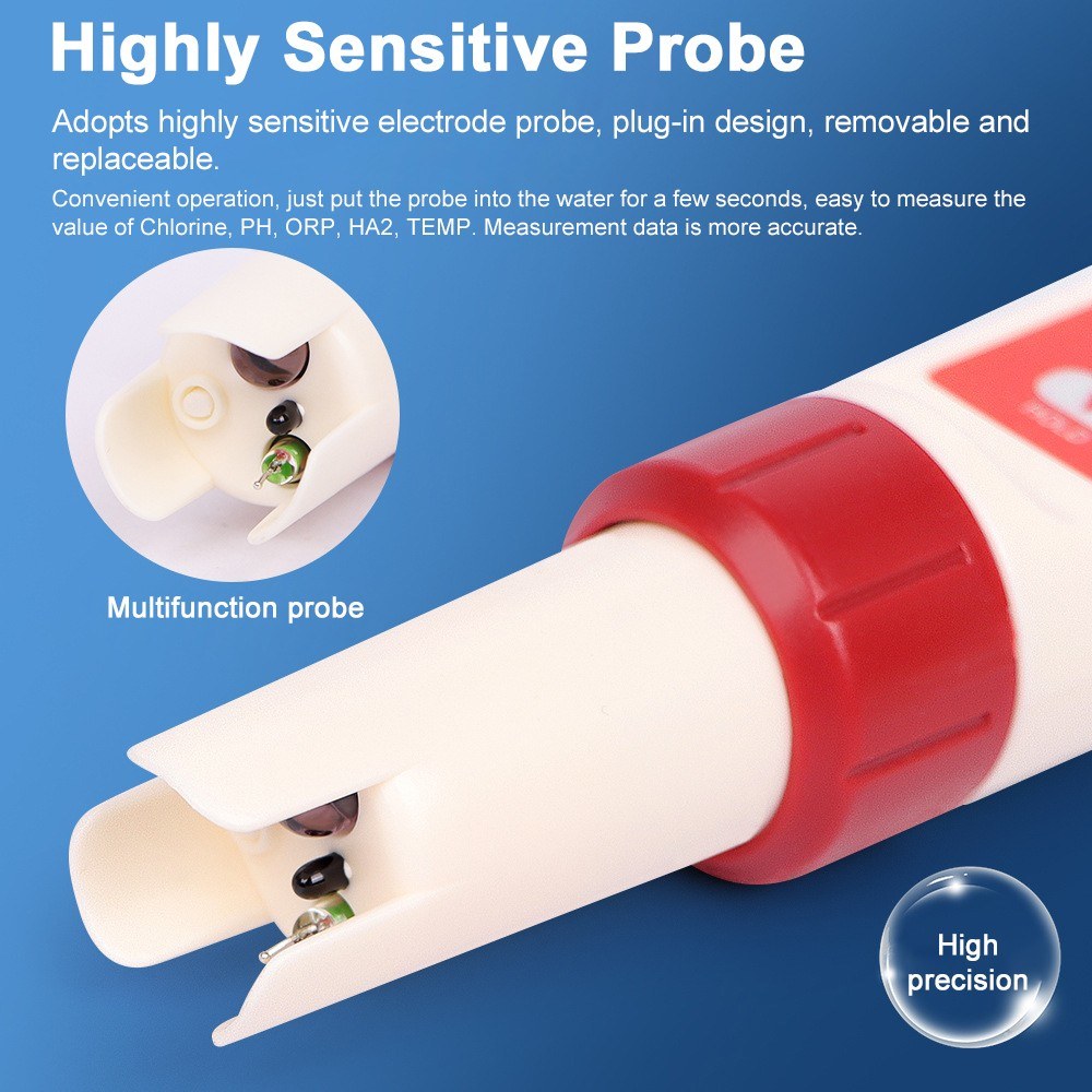 5-in-1 Water Quality Tester: Chlorine, pH, ORP, H2 & Temperature Meter for Drinking Water, Aquariums, Aquaculture & Pools