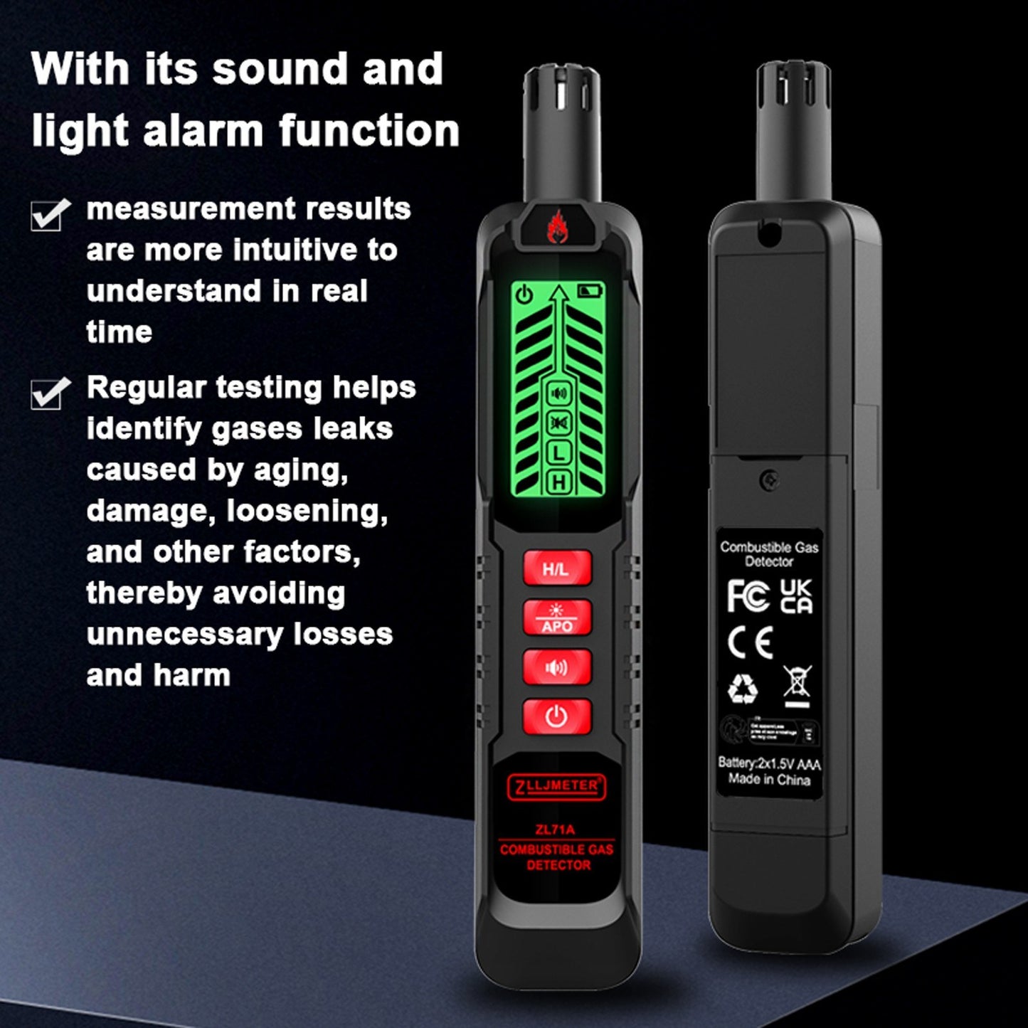 Portable Combustible Gas Leak Detector with Sound & Light Alarm