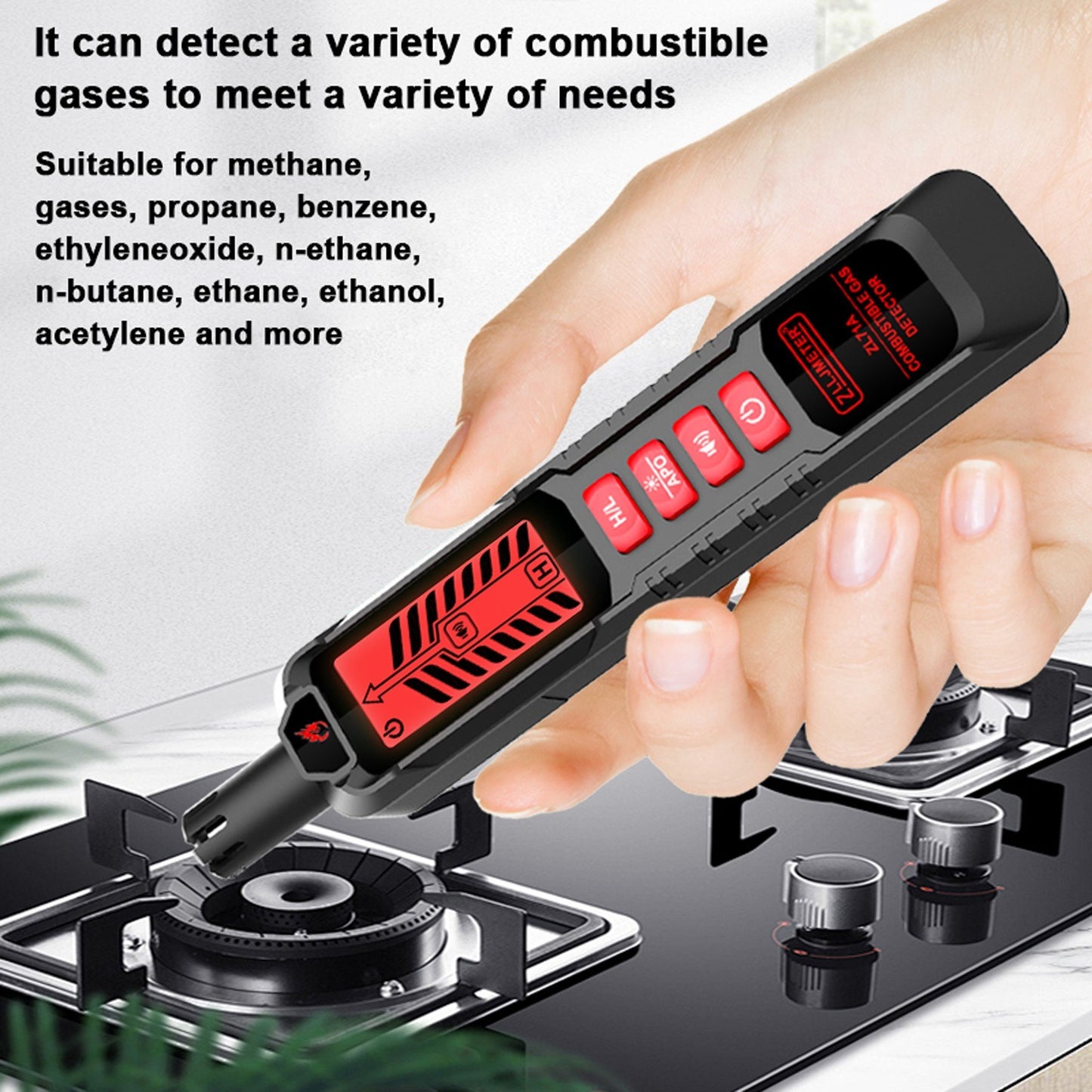 Portable Combustible Gas Leak Detector with Sound & Light Alarm