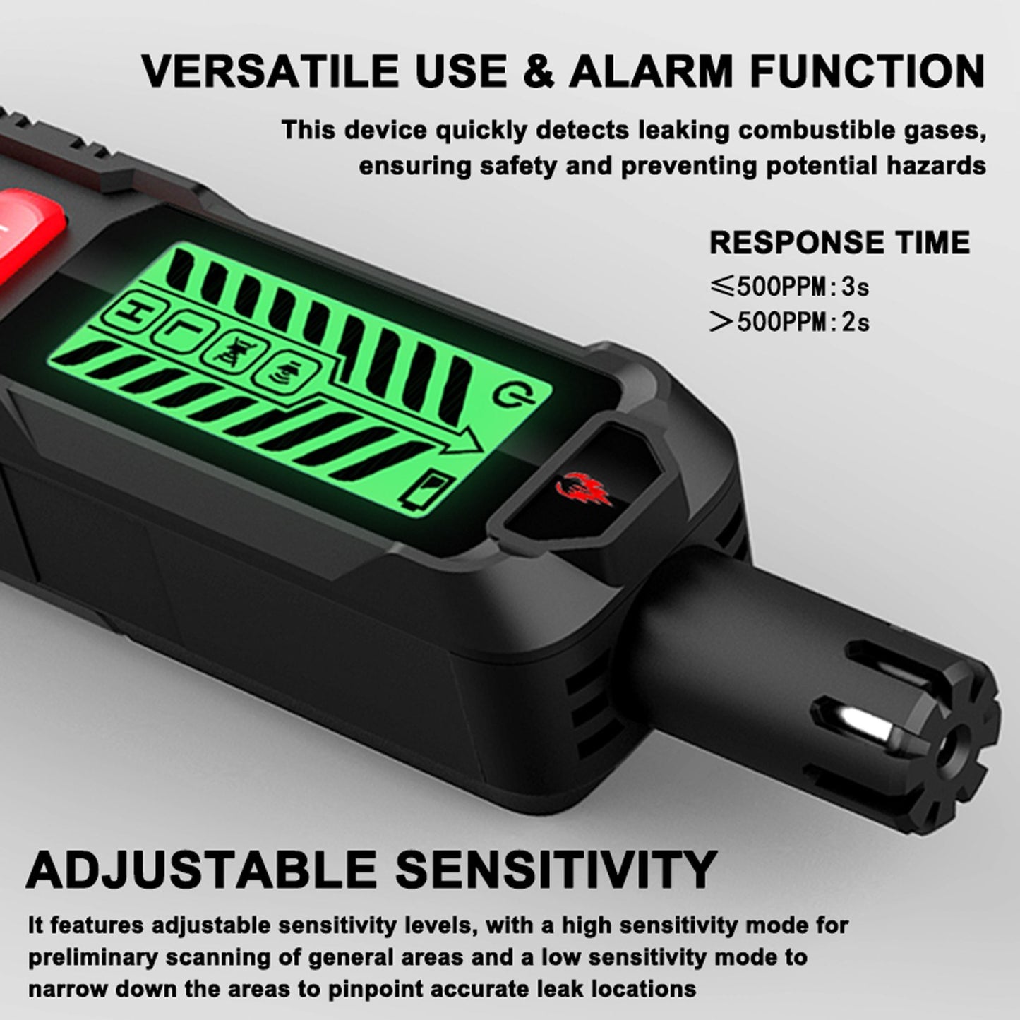 Portable Combustible Gas Leak Detector with Sound & Light Alarm