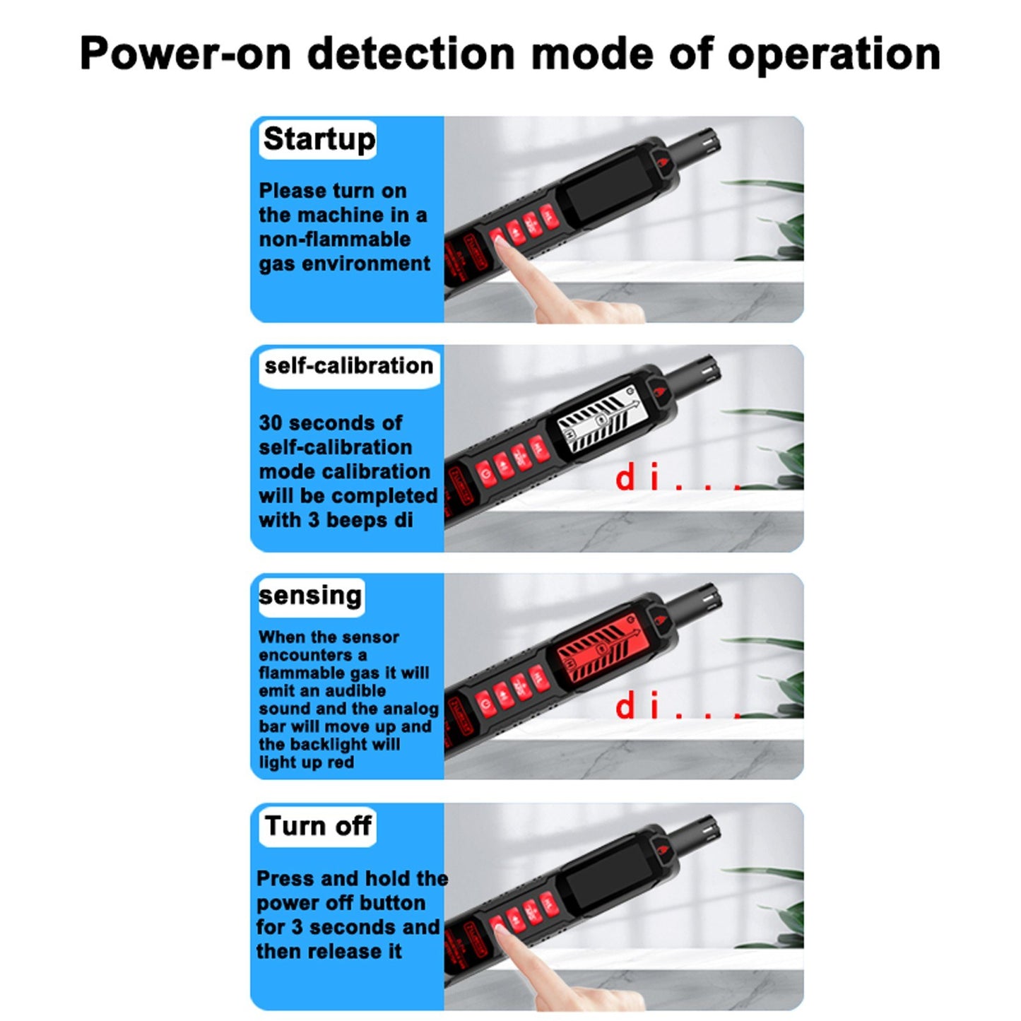 Portable Combustible Gas Leak Detector with Sound & Light Alarm