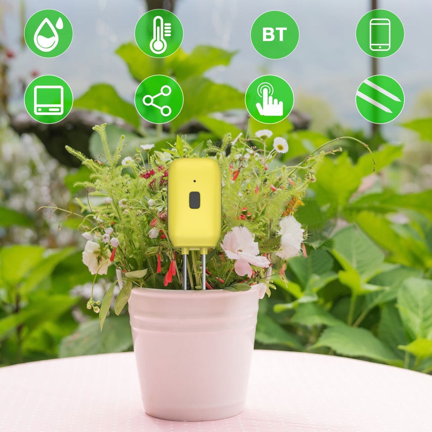 Smart Soil Tester: Temperature, Humidity & Moisture Meter with Mobile App Control for Potted Plants