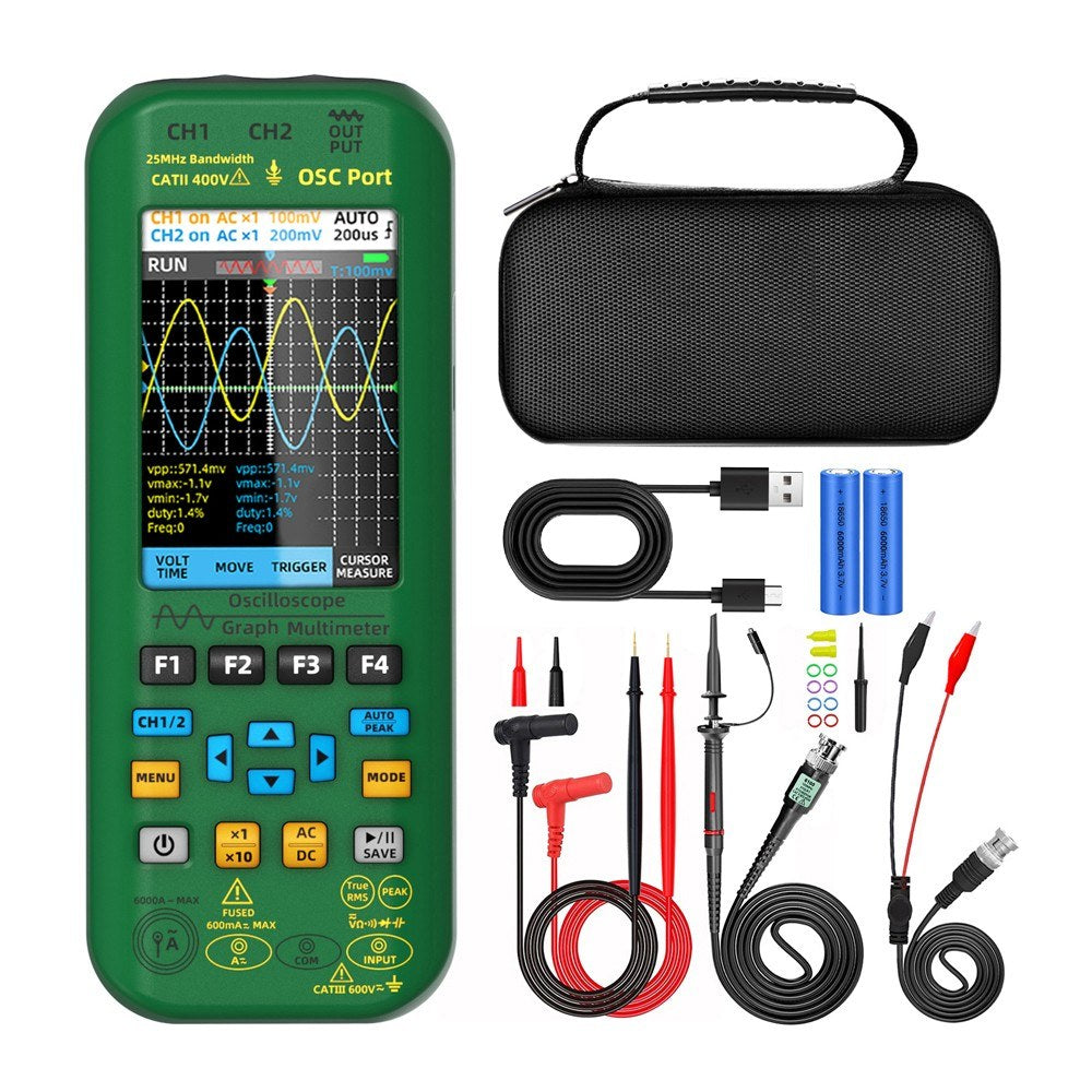 BSIDE Handheld 3-in-1 Graph Multimeter, Oscilloscope & Signal Source with 3.98-inch TFT IPS Display