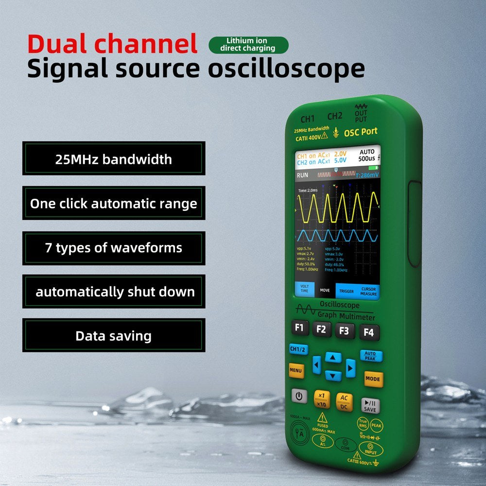 BSIDE Handheld 3-in-1 Graph Multimeter, Oscilloscope & Signal Source with 3.98-inch TFT IPS Display