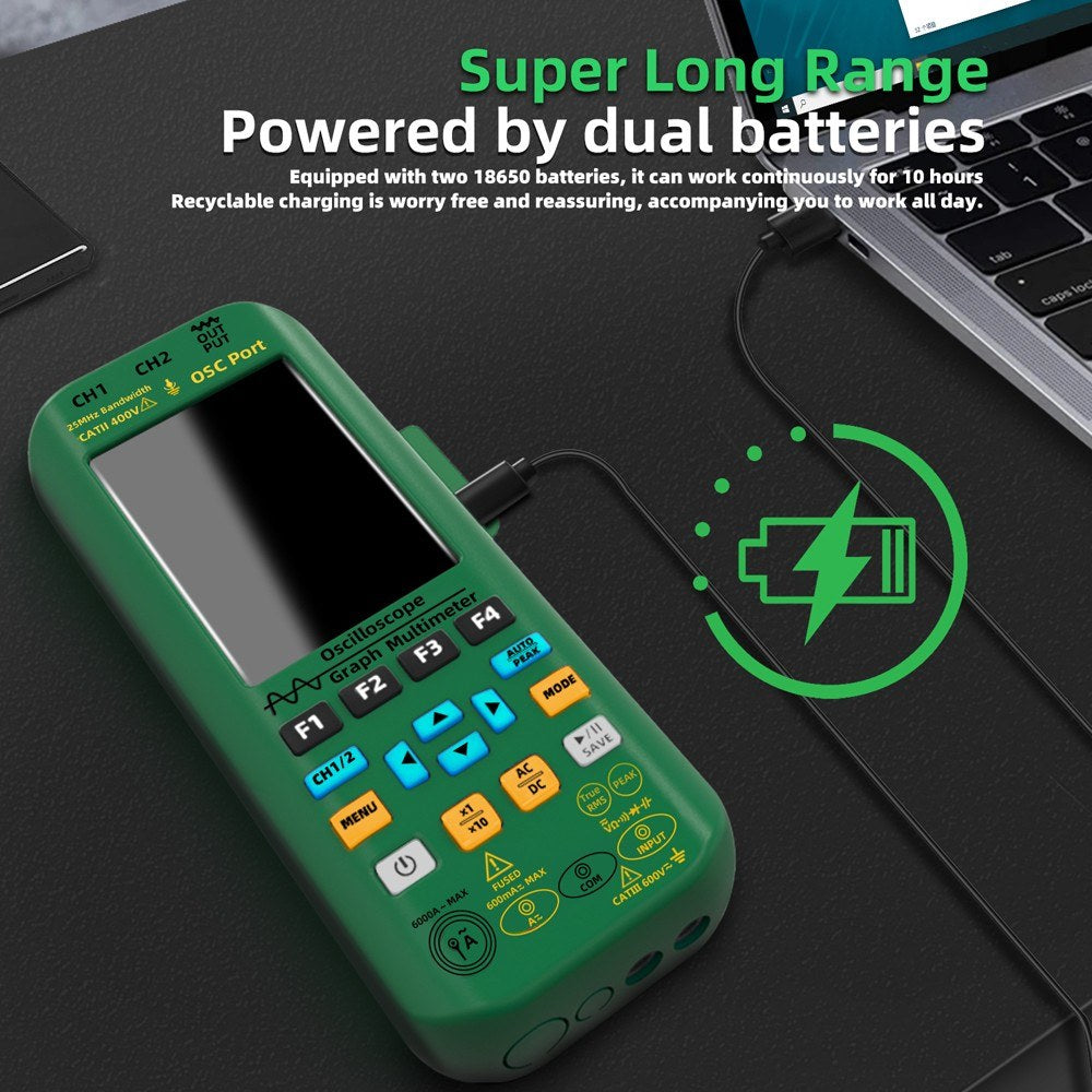 BSIDE Handheld 3-in-1 Graph Multimeter, Oscilloscope & Signal Source with 3.98-inch TFT IPS Display