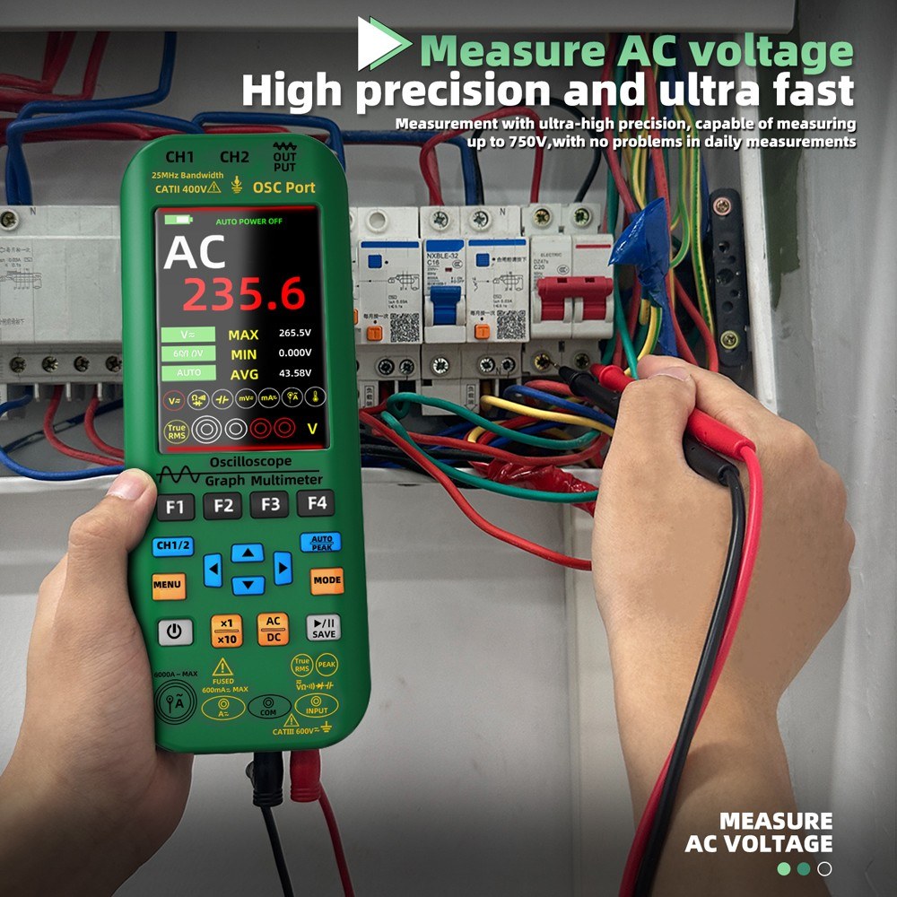 BSIDE Handheld 3-in-1 Graph Multimeter, Oscilloscope & Signal Source with 3.98-inch TFT IPS Display