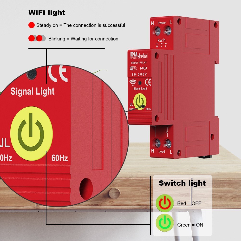Tuya WiFi Smart Circuit Breaker 1P with Reclosing Timer, DIN-Rail Mount, Auto Reclosure, App & Voice Control via Alexa & Google Assistant