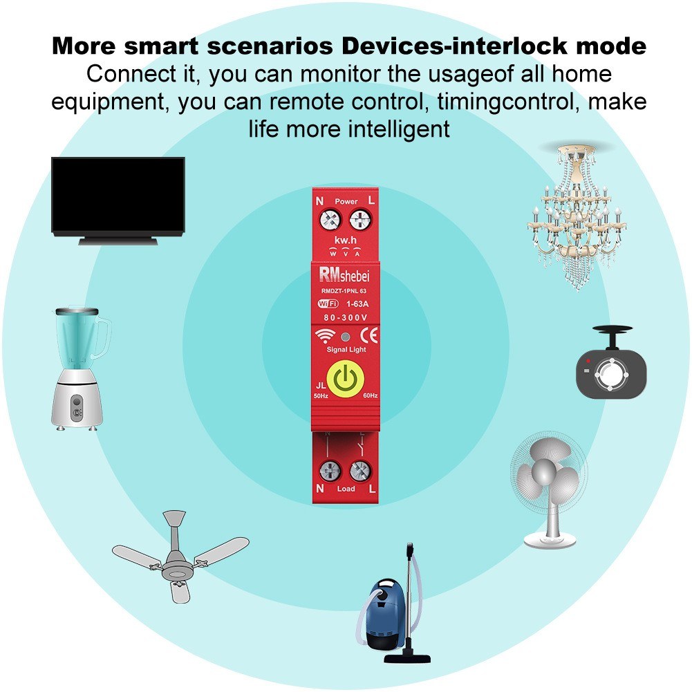 Tuya WiFi Smart Circuit Breaker 1P with Reclosing Timer, DIN-Rail Mount, Auto Reclosure, App & Voice Control via Alexa & Google Assistant